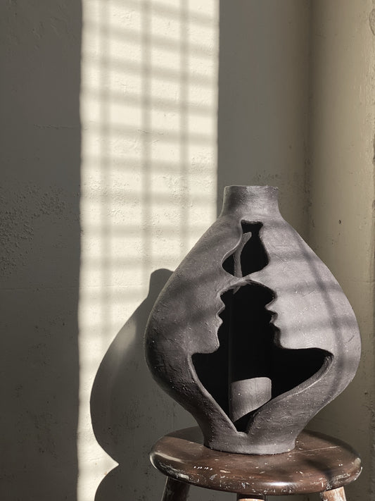 Black Large Double Walled vase